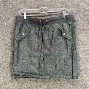New York & Company Skirt Women M Medium Gray A-Line Midi Streetwear Linen